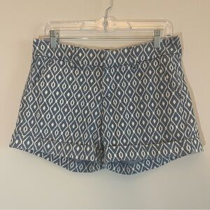 Dear John Women’s Finnegan Roll Cuff Blue and White Geometric Shorts Size 29